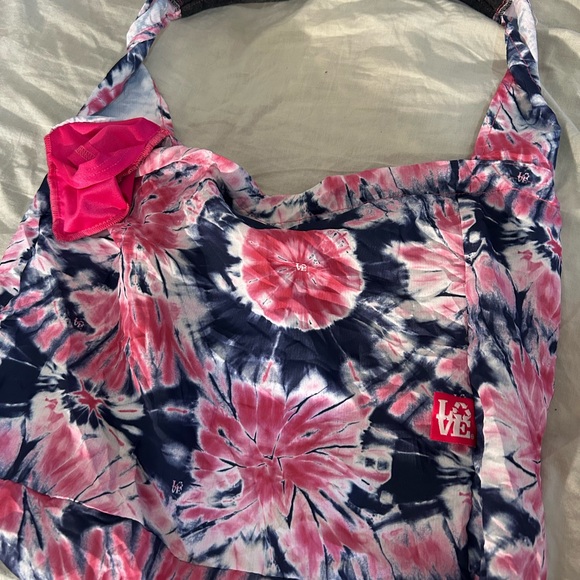 LOVE pink and blue Tie-Dye stash it tote - Picture 2 of 7